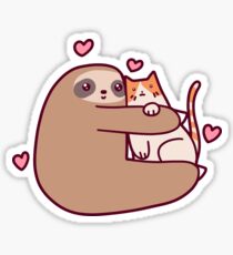 Sloth Loves Cat Sticker