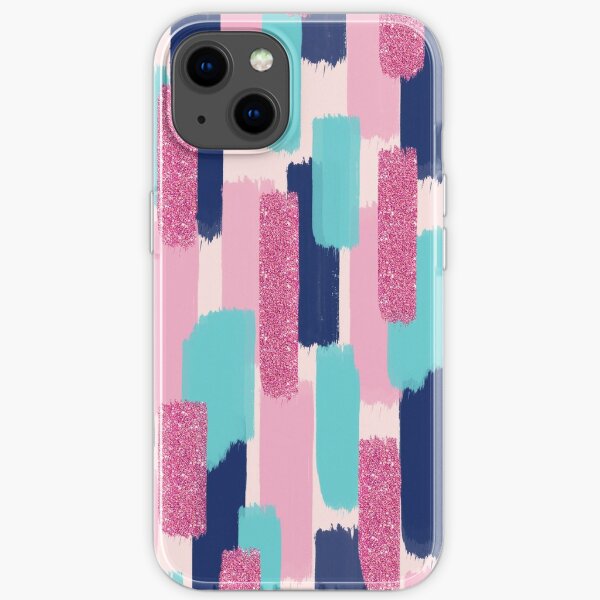 Navy and Pink Glitter | Brush Strokes iPhone Soft Case