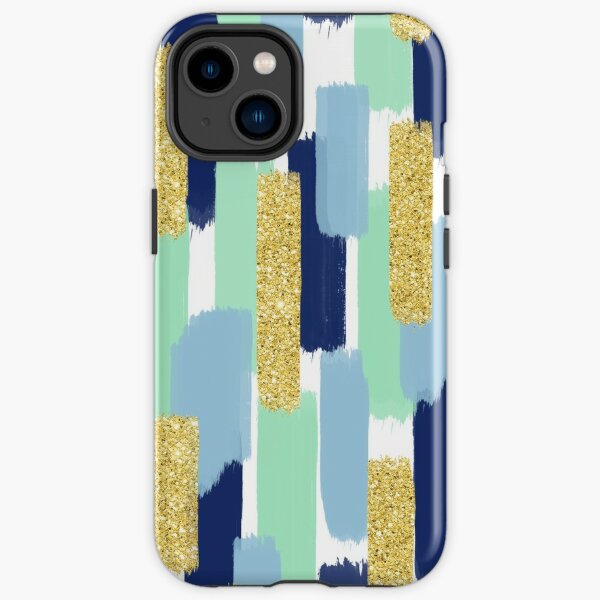 Navy and Gold Glitter | Brush Strokes iPhone Tough Case