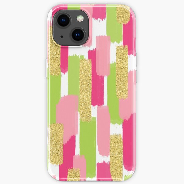 Pink and Gold Glitter | Brush Strokes iPhone Soft Case