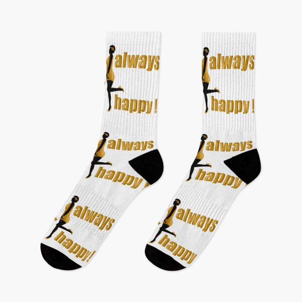 Item preview, always happy inscription in gold letters and a cheerful girl next to them designed and sold by nataliavavilina.