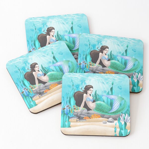 Item preview, Watercolor lying mermaid designed and sold by Ekaterina Glazkova.