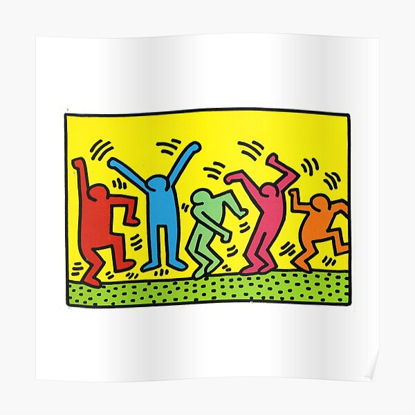 Ilustración de graffiti alemán de Keith Haring Póster