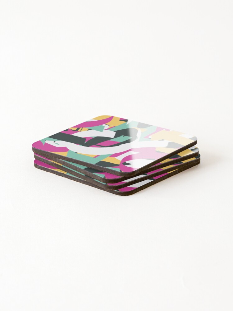 Thumbnail 4 of 5, Coasters (Set of 4), Abstract Graffiti Paper Cut Pattern designed and sold by SwePattern.