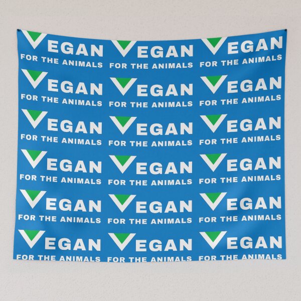 Item preview, Vegan For The Animals | Vegan Flag | Animal Rights Activism | Blue Background designed and sold by EarlessPierre.