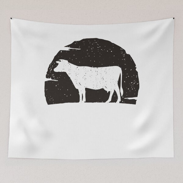 Item preview, cow animal art vintage sunset designed and sold by alaechamlal.