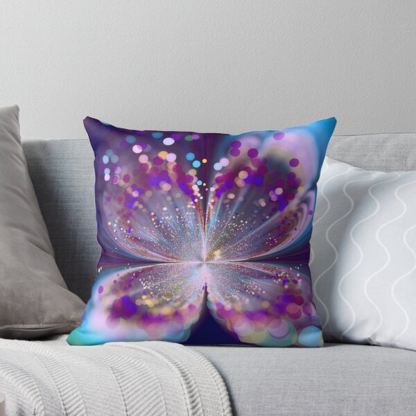 Sparkling Purple Butterfly Throw Pillow