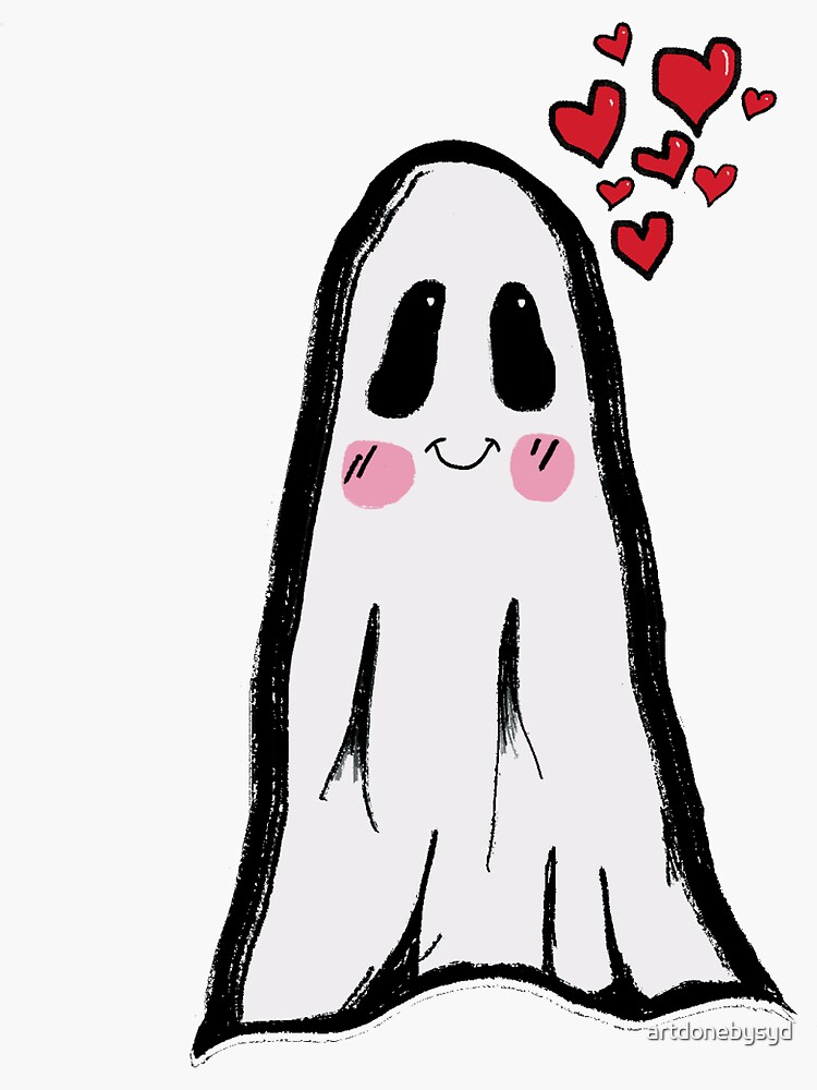 "Blushing Ghost" Sticker for Sale by artdonebysyd Redbubble