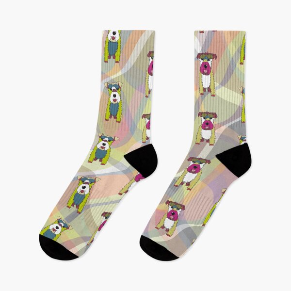 Item preview, Schnauzer Dogs on Waves No.6 - Purple - Red - Pink - Green - Blue - Beige designed and sold by SterreStudio.
