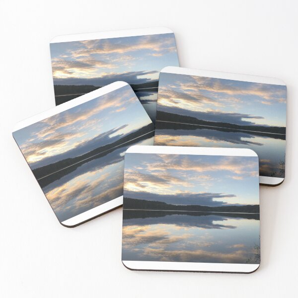 Item preview, Fewston Reservoir Tiger Striped Skyline mirrored upon the waters surface designed and sold by HiddenGemsPics.