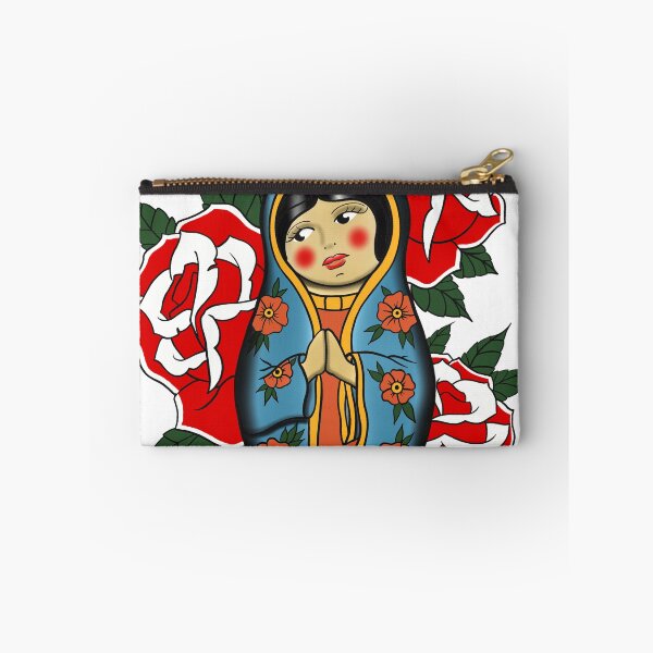 Item preview, Our lady of Guadalupe nesting doll with red roses designed and sold by Elixerdesign.