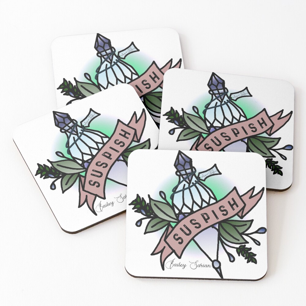 Aqua Tofana Suspish Tattoo Bailey Sarian Coasters Set Of 4 By Fandomink Redbubble