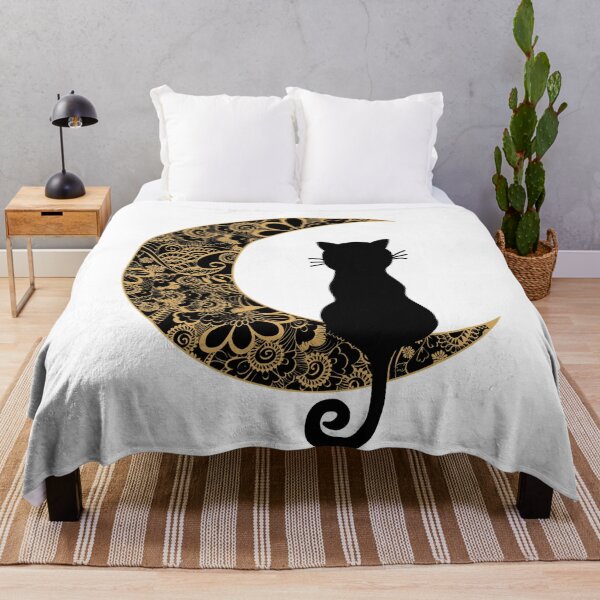 Item preview, Doodle Pattern Crescent Moon & Black Cat designed and sold by DigitalEffects.