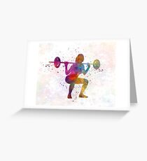 Body building woman isolated Greeting Card