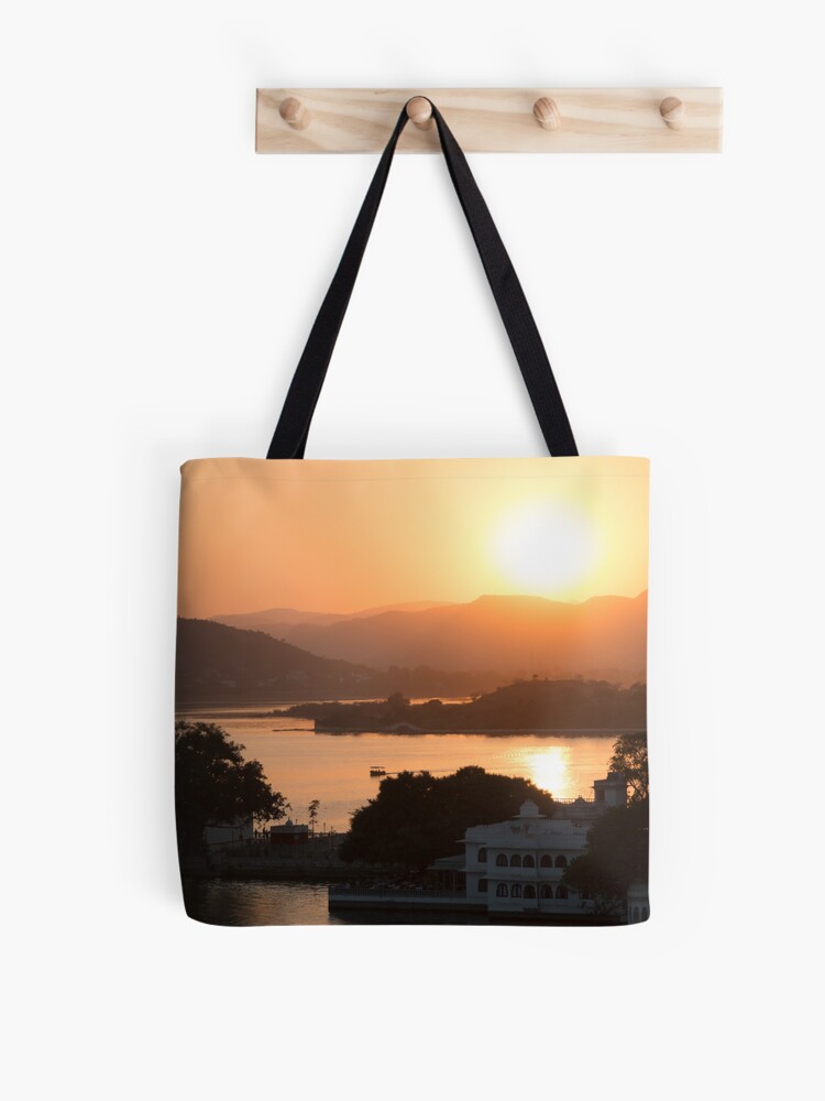 Thumbnail 1 of 2, Tote Bag, Sunset over the Lake Pichola. Udaipur designed and sold by missatgerebut.