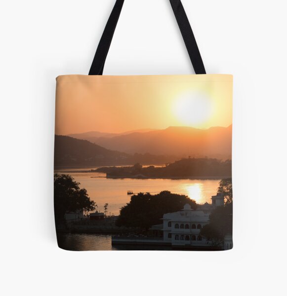 Sunset over the Lake Pichola. Udaipur All Over Print Tote Bag