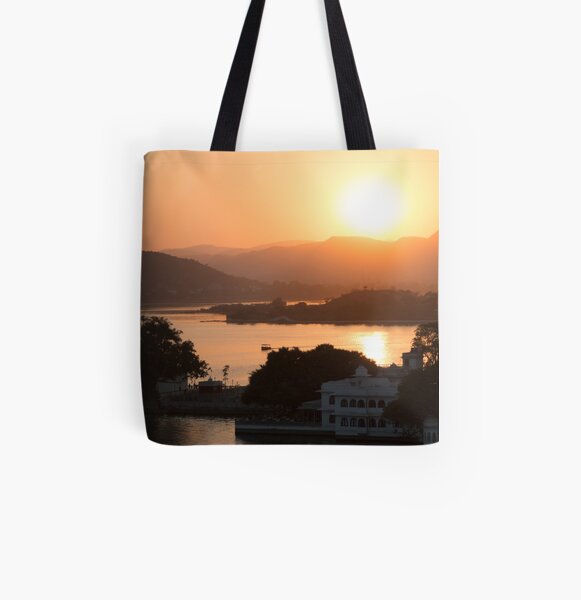 Sunset over the Lake Pichola. Udaipur All Over Print Tote Bag