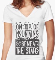 On Top Of Mountains Women's Fitted V-Neck T-Shirt