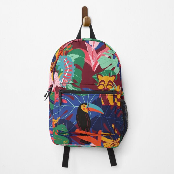 Item preview, Bright Colorful Tropical Jungle Animals Pattern - Chameleon Toucan Lemur Tarantula Python Boa Snake designed and sold by WonderWear.