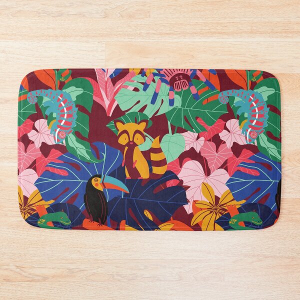 Item preview, Bright Colorful Tropical Jungle Animals Pattern - Chameleon Toucan Lemur Tarantula Python Boa Snake designed and sold by WonderWear.
