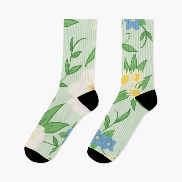 Item preview, Spring floral pattern in green, white, blue designed and sold by Luaillustration.