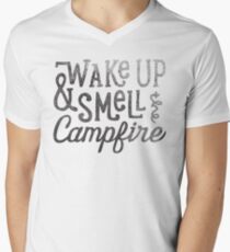 wake up & smell the campfire Men's V-Neck T-Shirt