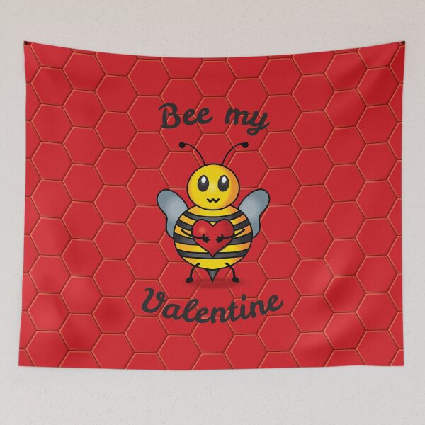 Item preview, Bee my Valentine - Cute bee cartoon gift for Valentine's day - Red honeycomb background designed and sold by Twist Design.