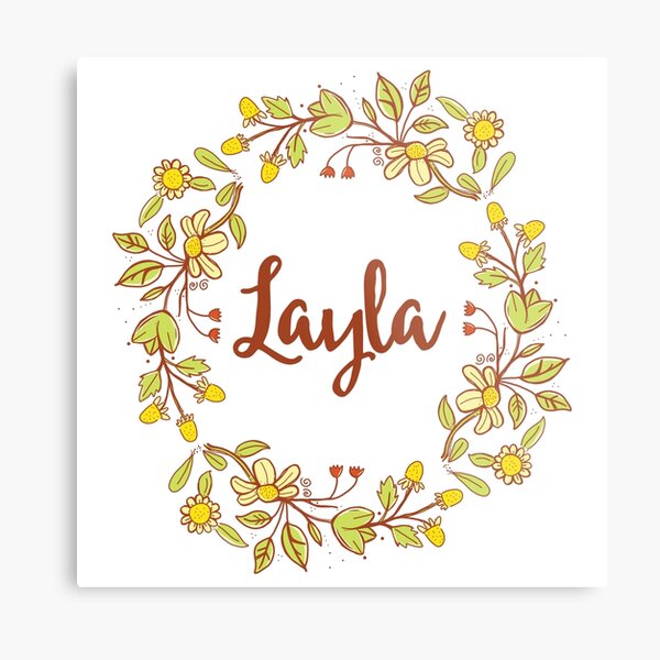 "Layla lovely name and floral bouquet wreath" Metal Print for Sale by