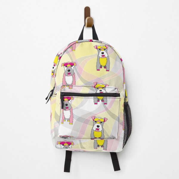 Item preview, Schnauzer Dogs on Waves No 5 - Pink - Gray - Yellow designed and sold by SterreStudio.