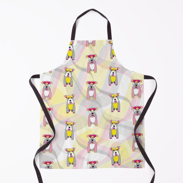 Item preview, Schnauzer Dogs on Waves No 5 - Pink - Gray - Yellow designed and sold by SterreStudio.