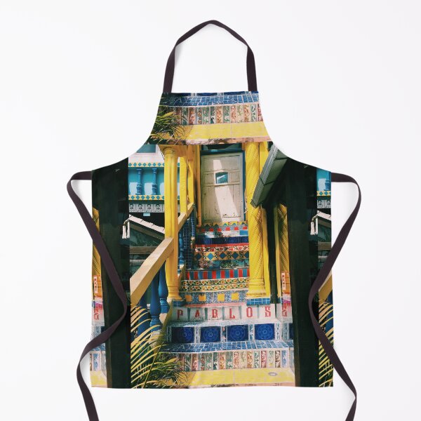 Item preview, Pablo's Bright Blue and Yellow Staircase Front Door Bali Latin designed and sold by AnNisaArt.