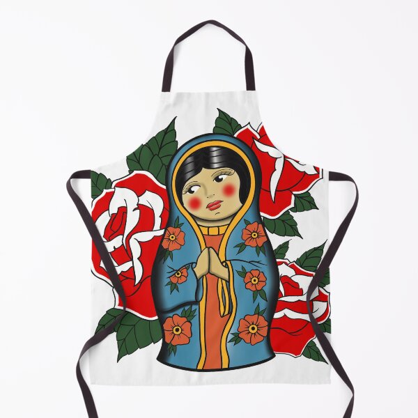 Item preview, Our lady of Guadalupe nesting doll with red roses designed and sold by Elixerdesign.