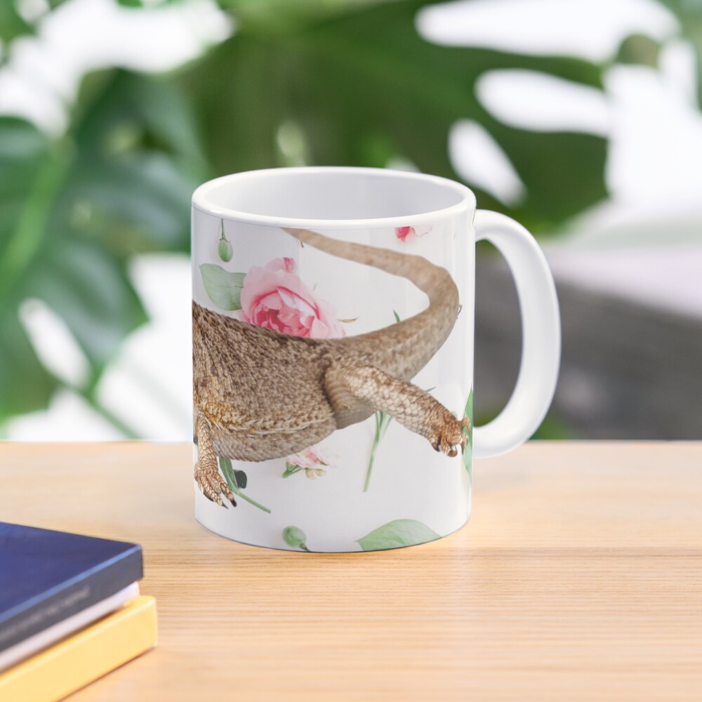 Bearded Dragon On A Carnation Background Mug