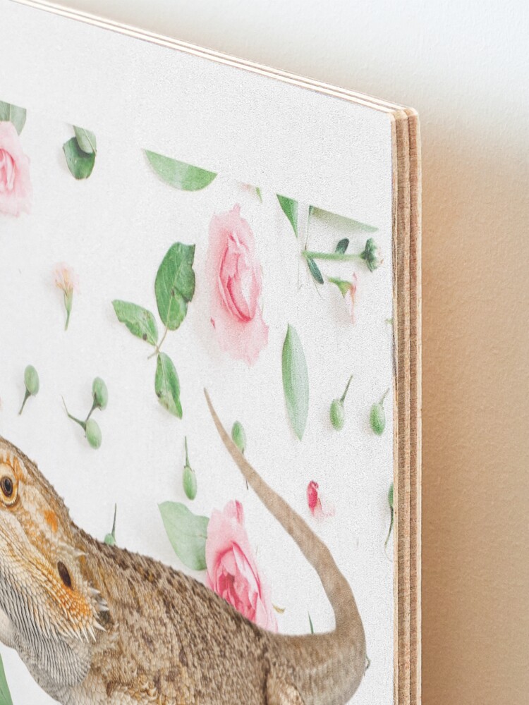 Alternate view of Bearded Dragon On A Carnation Background Mounted Print
