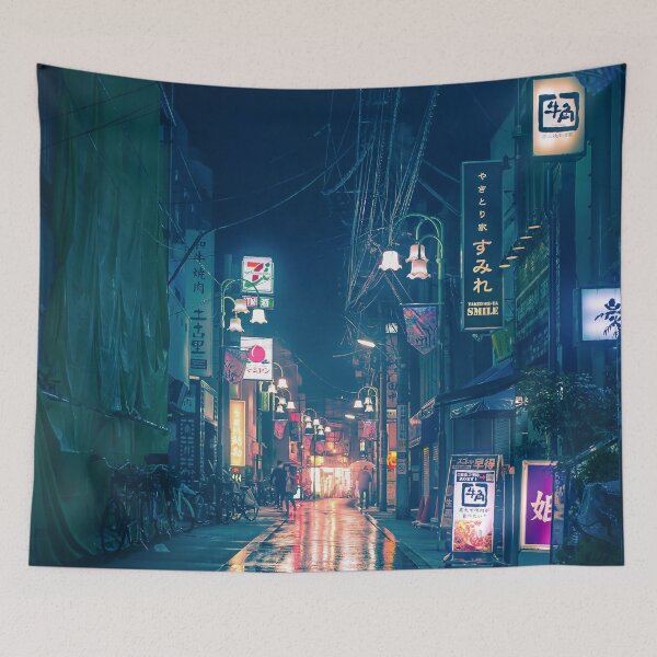 Item preview, Old School Vintage look of Retro Tokyo Street Japan Night Photography designed and sold by TokyoLuv.