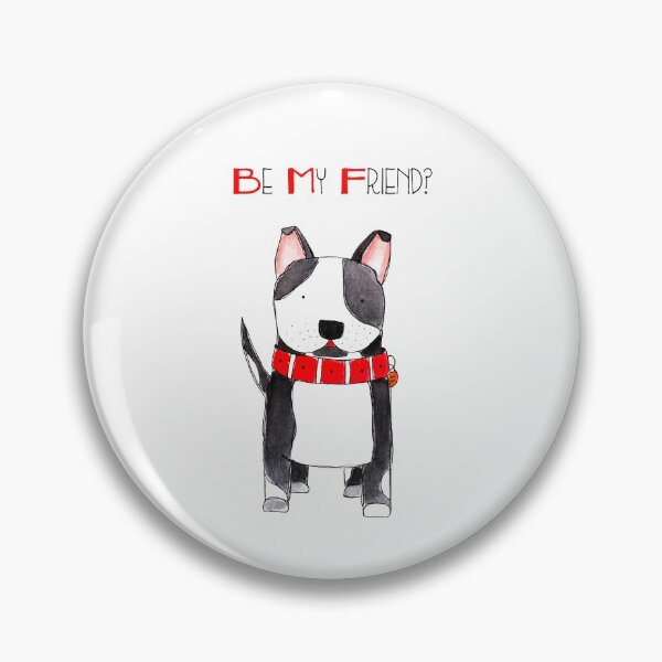 Item preview, Be My Friend? - Black and White Dog with Big Red Collar designed and sold by SterreStudio.