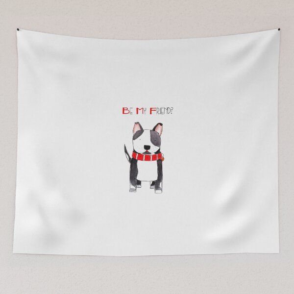Item preview, Be My Friend? - Black and White Dog with Big Red Collar designed and sold by SterreStudio.