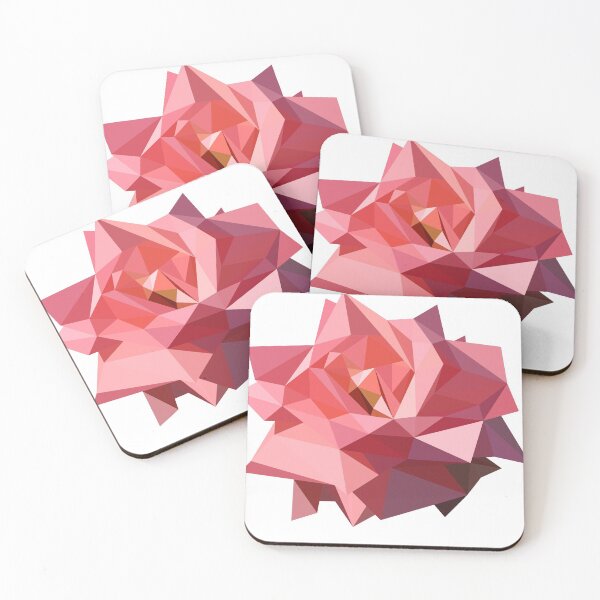 Item preview, Pink Rose Art Polygonal Style Floral Geometric Flower Low Poly designed and sold by Verpax.