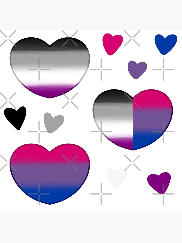 "LGBTQ+ Pride Biromantic Asexual Hearts or Asexual and Bisexual Couple