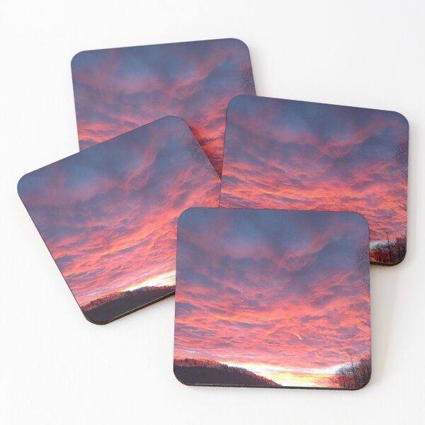 Item preview, Vivid Orangey Pink Sunrise illuminating the Clouds in the Morning Sky designed and sold by PrettyLittlePic.