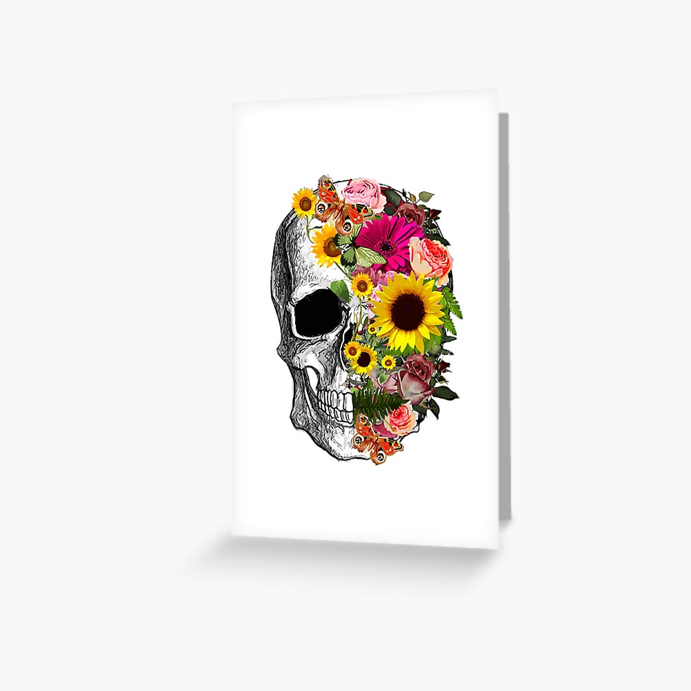 Skull human anatomy floral, skeleton watercolor orange pink roses,mask  cool, funny,cute Art Print for Sale by Collagedream