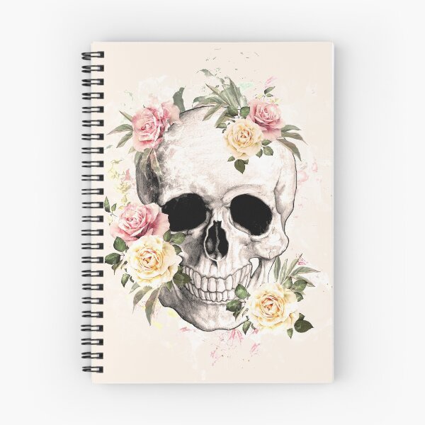 Item preview, Skull human anatomy watercolor roses designed and sold by Collagedream.