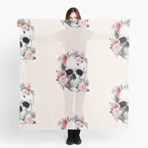Item preview, Skull human anatomy floral, black red watercolor roses, Bones and Botany designed and sold by Collagedream.