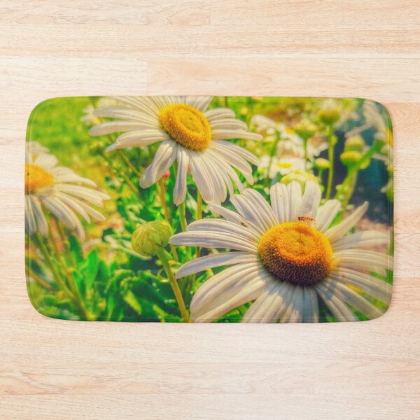 Item preview, Stylized Vintage White Gerber Daisies  with a cute little bug on the petals. designed and sold by PrettyLittlePic.