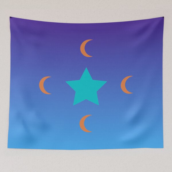 Item preview, Blue Star and Golden Crescent Mons in Gradient Blue and Purple Sky designed and sold by ShaunSandhu.