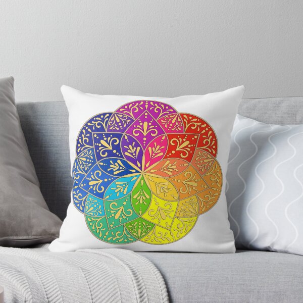 Item preview, Rounded colorful mandala with golden arabesques designed and sold by MandalaSoul.