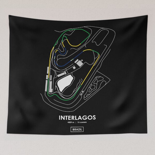Item preview, INTERLAGOS - BRAZIL TRACK MAP FLAG designed and sold by andreanastasio.