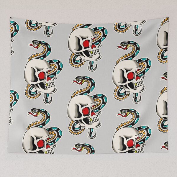 Item preview, Snake skull traditional tattoo designed and sold by rafaelwolf.