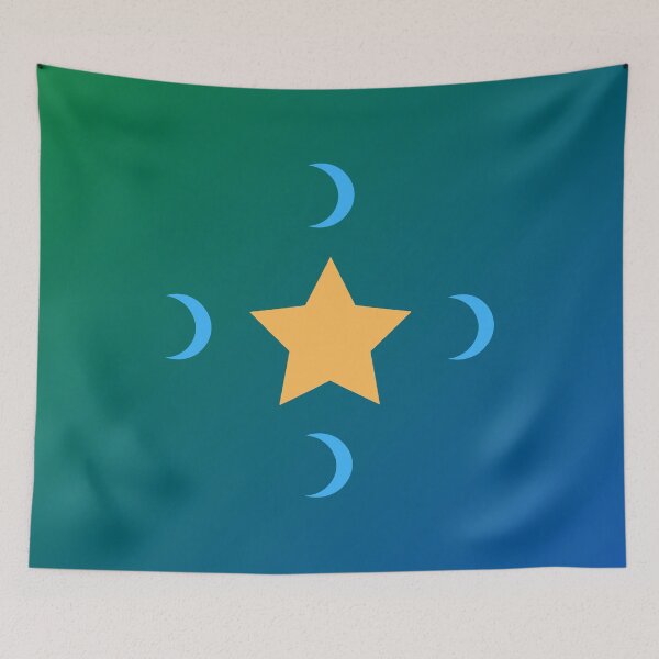 Item preview, Blue Crescent Moons and Golden Star Pattern in Gradient Sky designed and sold by ShaunSandhu.