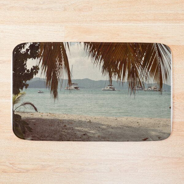 Item preview, Faded Tropical Palm Trees & Sailboats BVI designed and sold by Teresa Tilley.